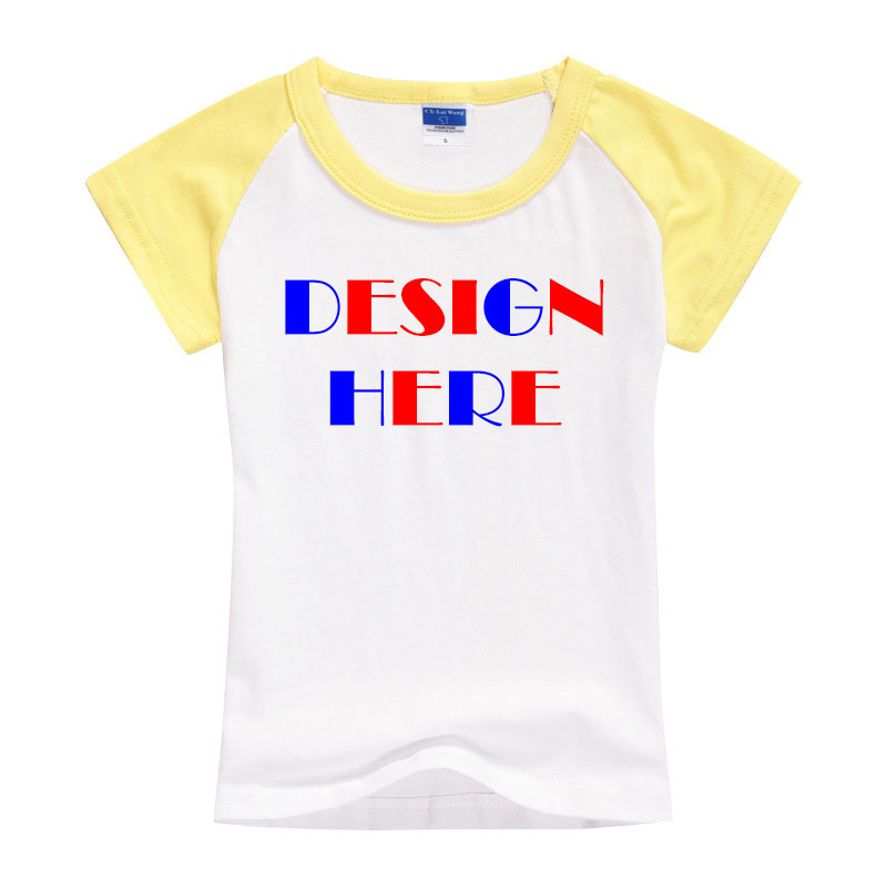 Wholesale and Customize t-shirts with logo printing, cotton kids raglan t-shirts HFCMT006