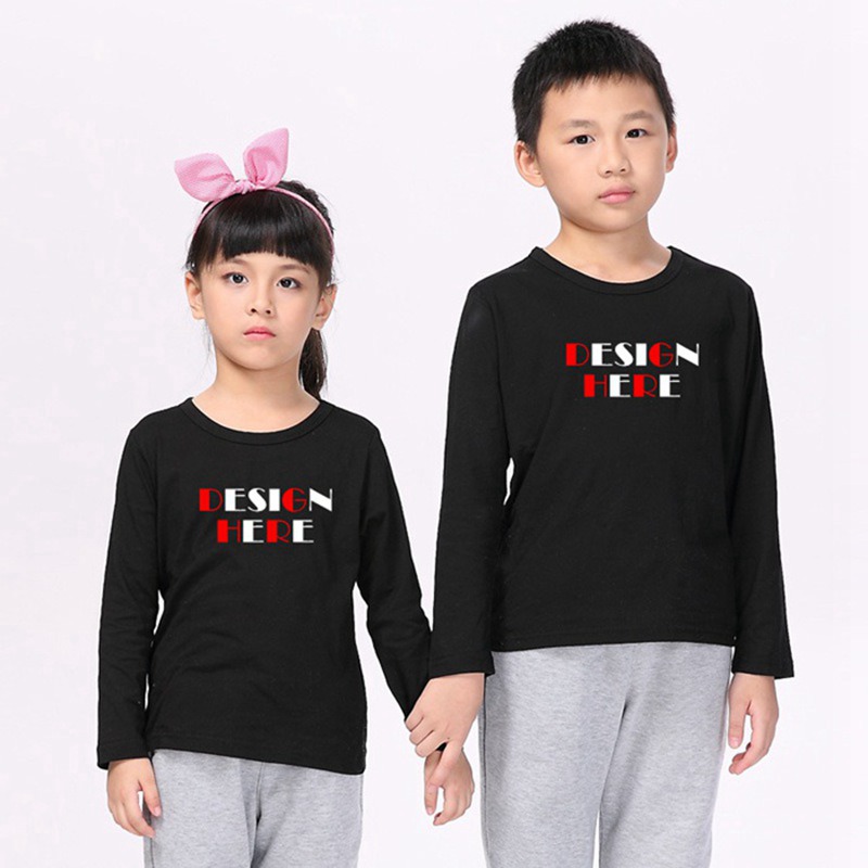 Custom Kids cotton long sleeve t-shirts with your own logo printing HFCMT103