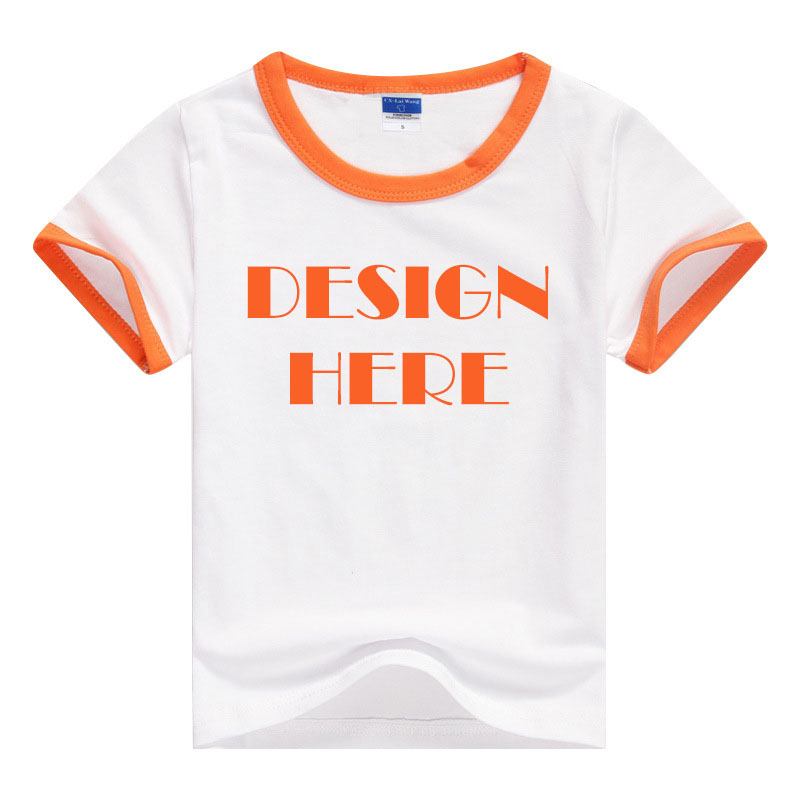 Custom kids t-shirts Printing, Ringer contrast color kids cotton t-shirts with your own logo printing HFCMT009