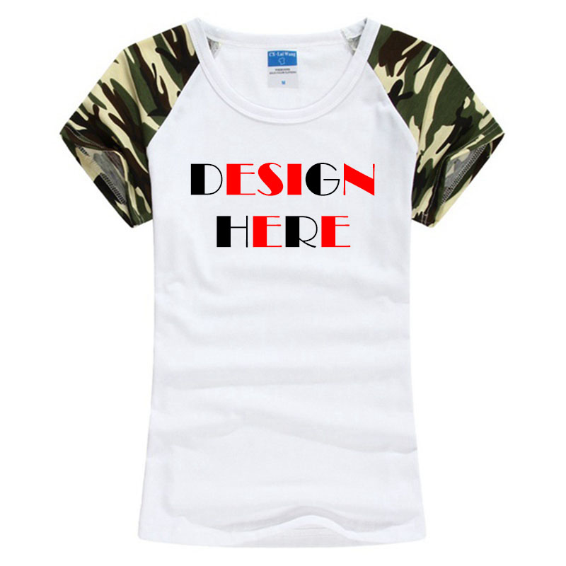 Women's raglan sleeve camouflage t-shirts, custom camouflage t-shirts with your own logo HFCMT014