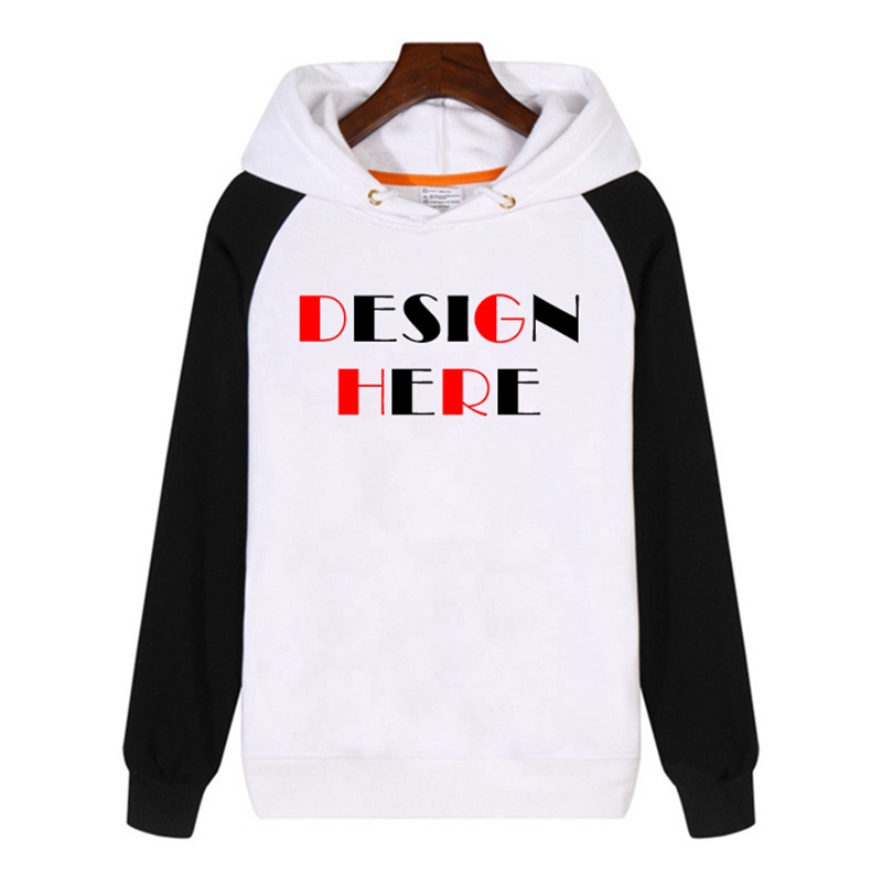 Design your own pullover hoodies, raglan sleeve pullover hoodies with contrast sleeve HFCMH002
