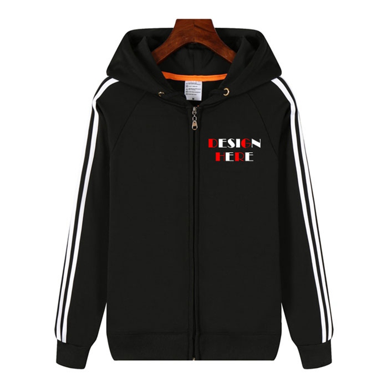 Design and custom zipper hoodies with stripes on the sleeves HFCMH103