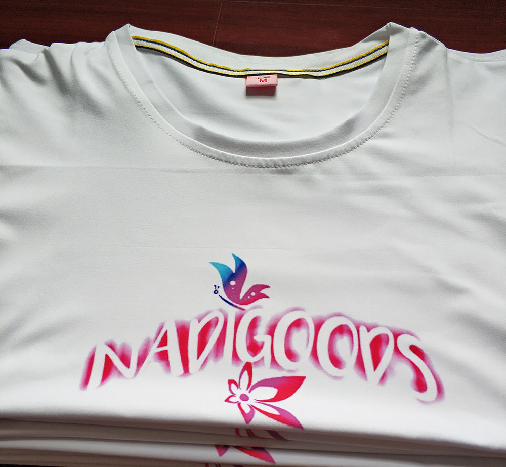 White color ladies crew neck short sleeve t-shirts with sublimation printing 