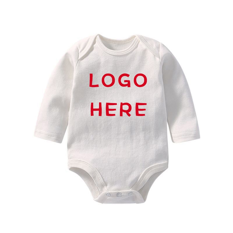 100% cotton white longsleeve BABY JUMPSUIT, custom design own printed jumpsuit for baby HFCMB001