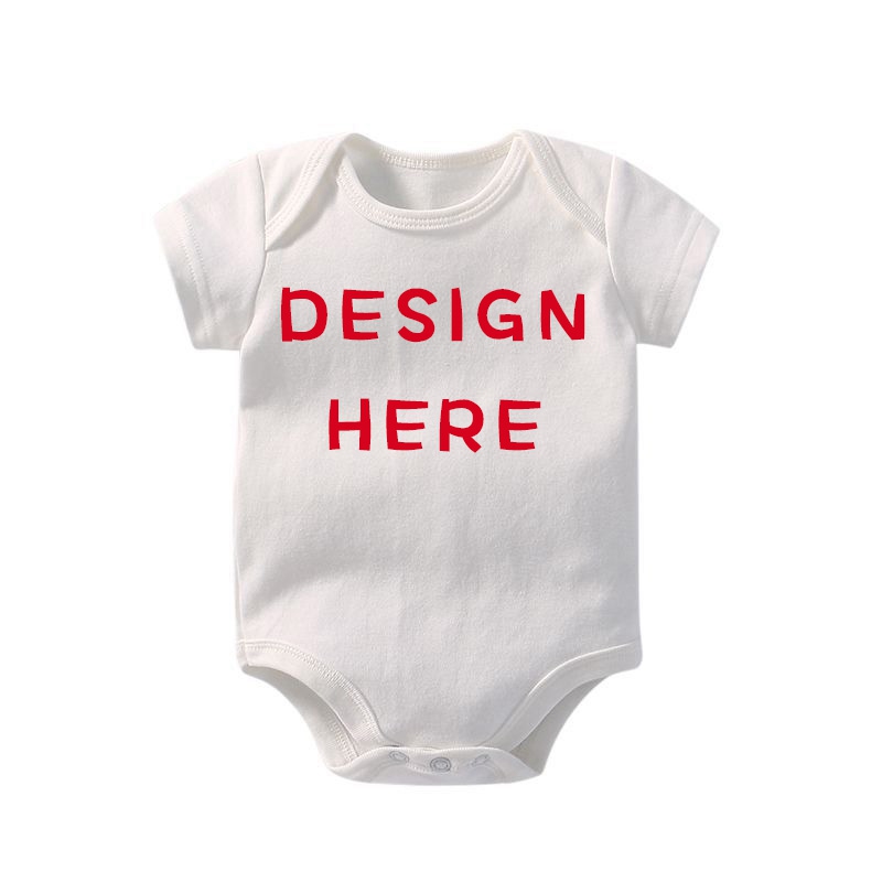 100% cotton white short sleeve baby jumpsuit, available for custom logo printed HFCMB002