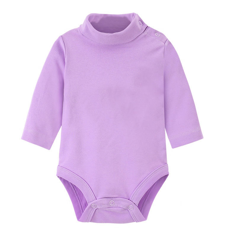 High collar long sleeve cotton material baby jumpsuit, custom printed romper suits for baby HFCMB008