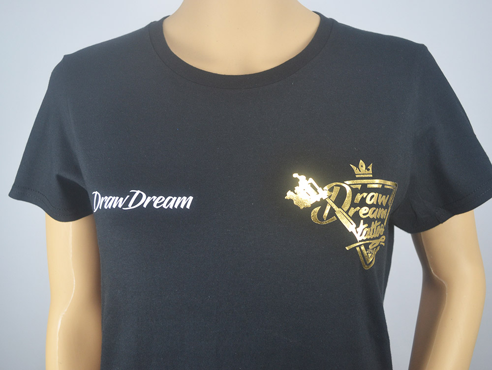 Golden printed ladies t-shirts, custom Personalized t-shirts 