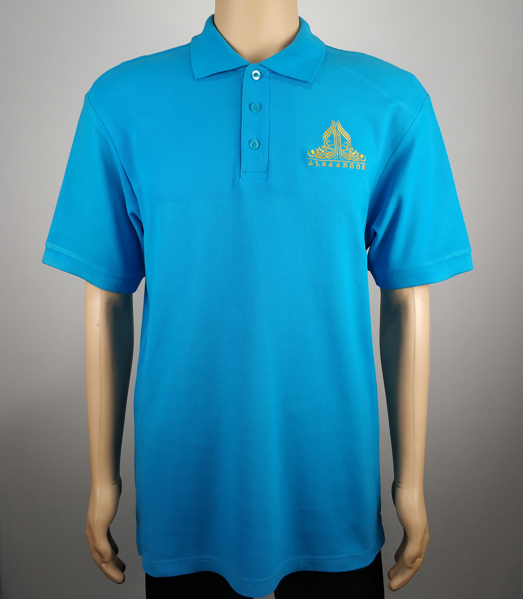 100% Cotton material polo shirts with company logo embroidery, custom made company staff uniforms 