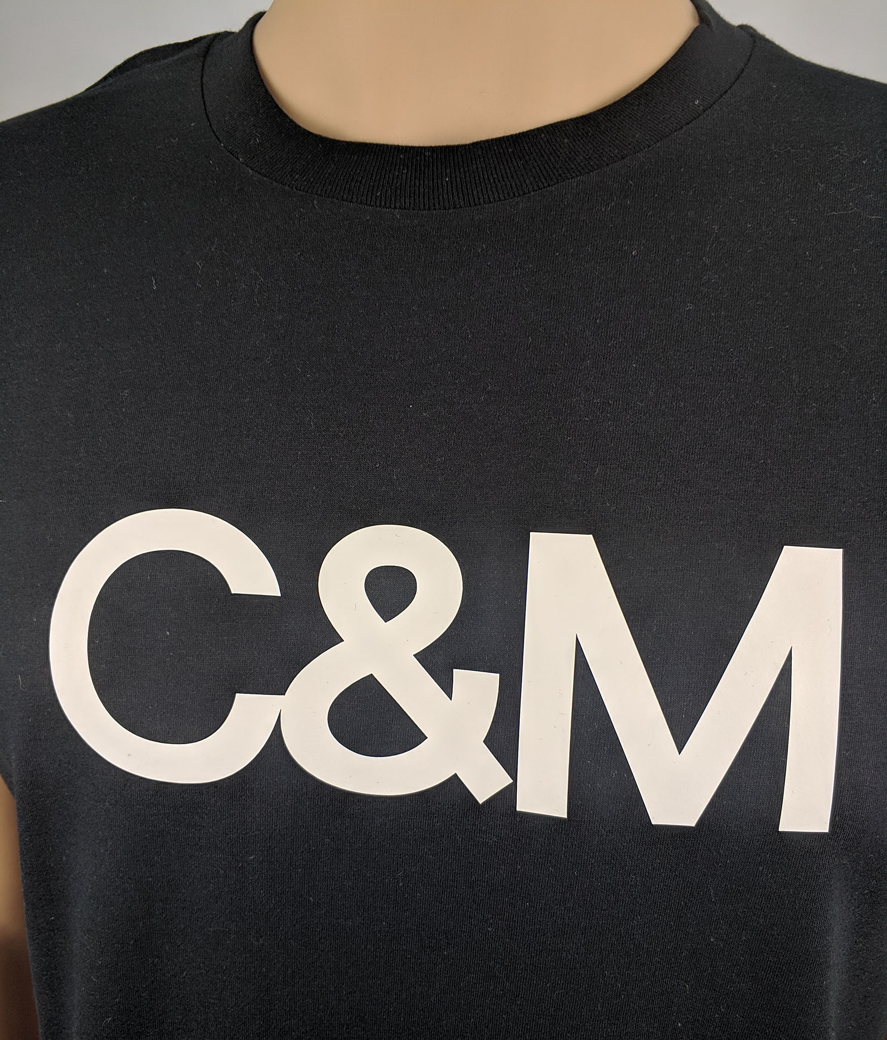 Custom printed cotton t-shirt with C&M design