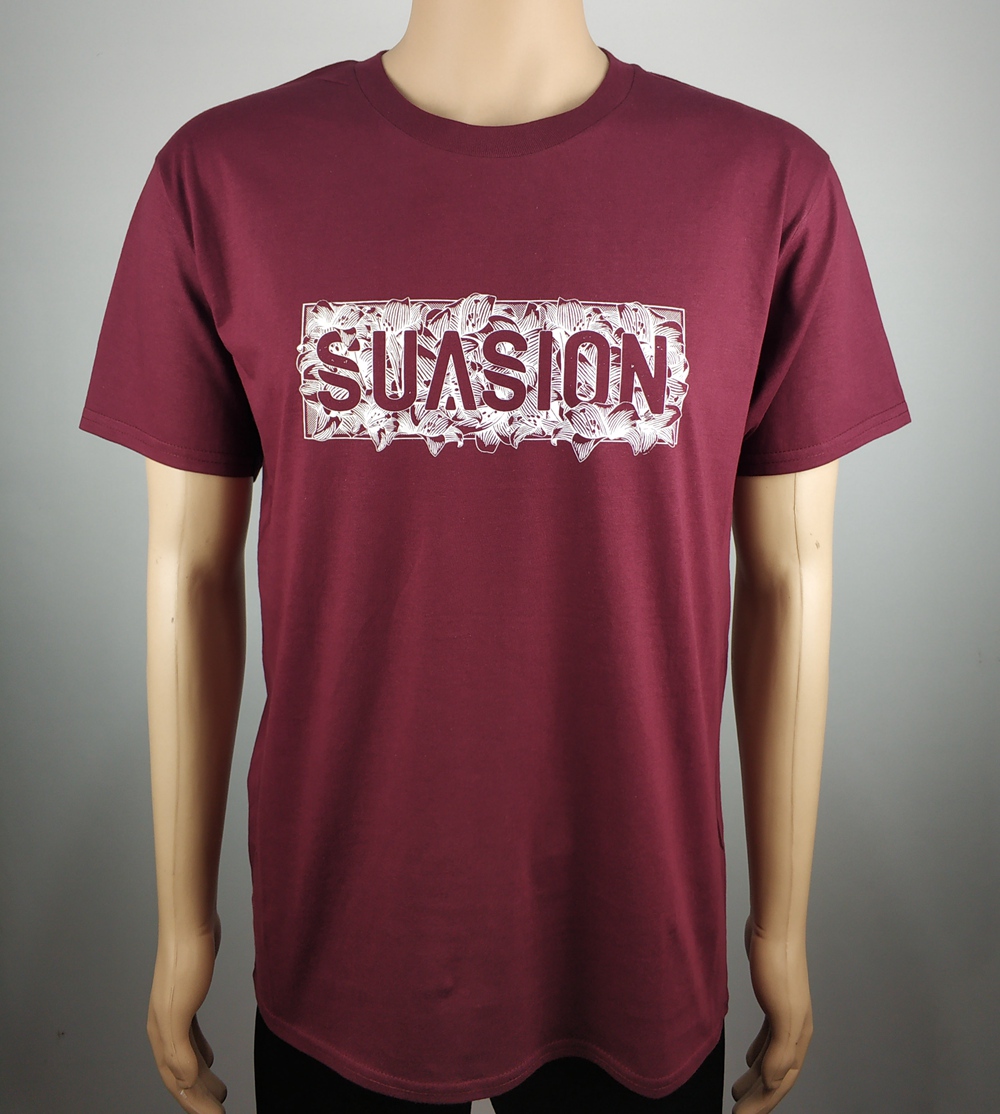 Custom made Maroon color cotton t shirt with white logo printed 
