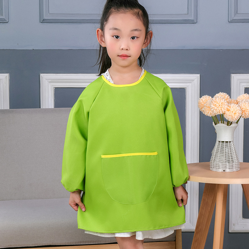 Kids long sleeve smocks with contrast ringer HFCMA008