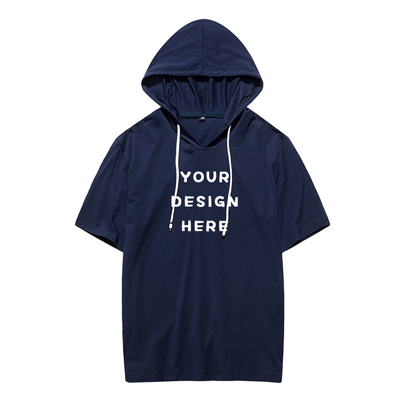 New arrival fashion style hooded short sleeve t shirts available for custom logo printed 