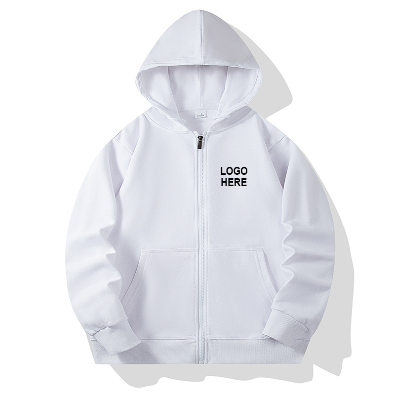 Customized zipped up hoodie sweaters with logo print embroidery HFCMH107