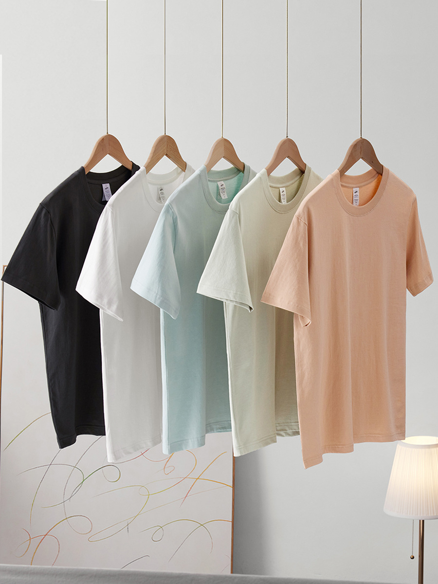100% cotton short sleeve plain t-shirts, unisex blank cotton tees HFCMT075