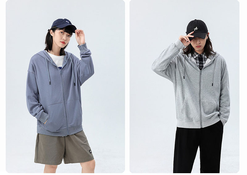 300 GSM 85% cotton 15% polyester french terry material zipper hoodies HFCMH114