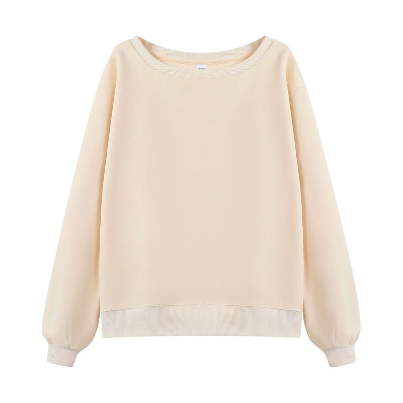 350 GSM women's off the shoulder crew neck sweatshirts HFCMH209