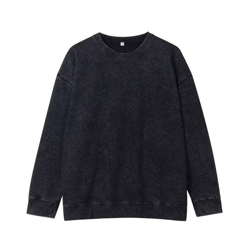 370 gsm unisex heavy weight vintage washed crew neck sweatshirts HFCMH206