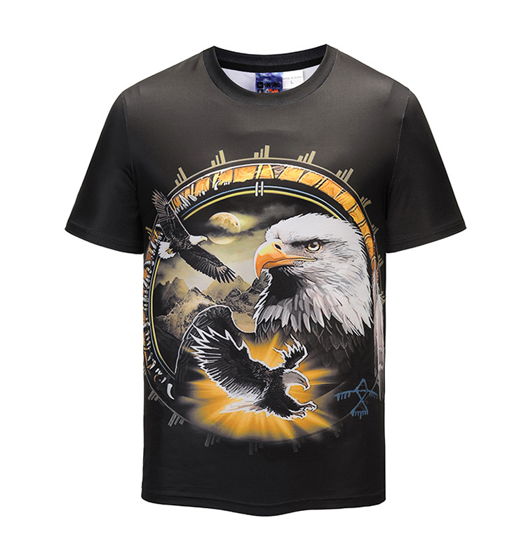 custom 3d eagle printed t-shirts in China, cheap price 3d printed t-shirts 