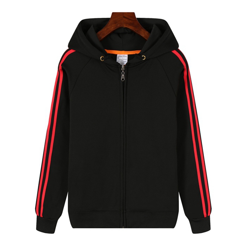 Design and custom zipper hoodies with stripes on the sleeves